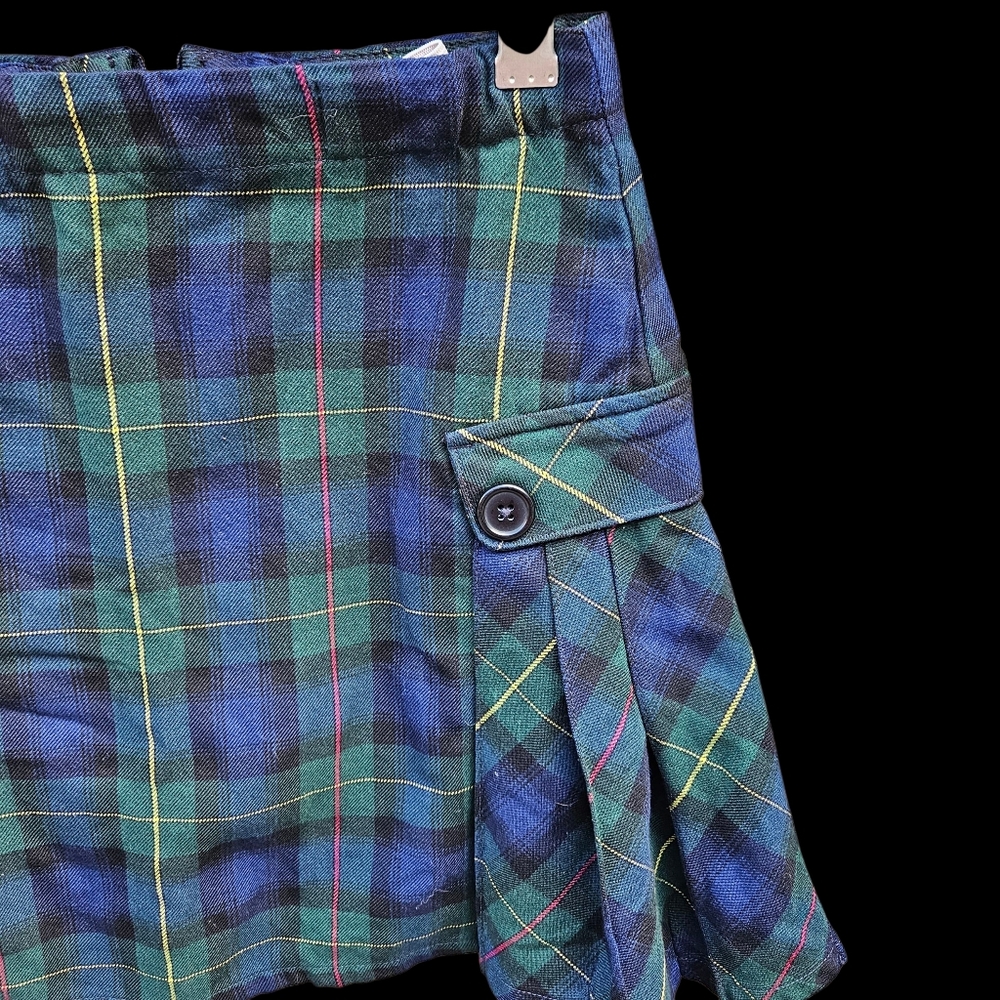 Lands'End Plaid Mini Skirt with Button Detail Size 12 - Picture 3 of 15